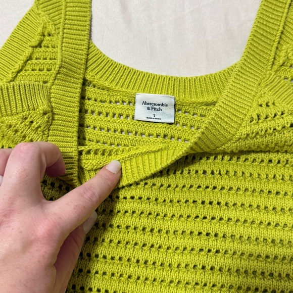 Abercrombie & Fitch Lime Green Crochet Knit Crop Top Tank Women’s Size Small NWT - Picture 7 of 8